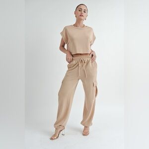 405. Two Piece Crop Top and Pant in Camel